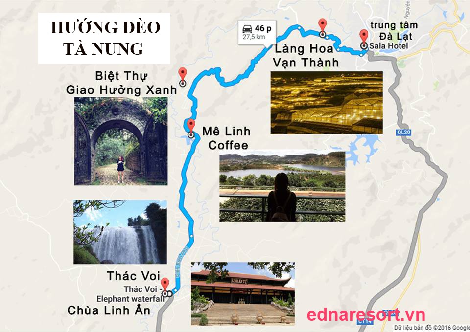 Bản đồ hường đèo Tà Nung