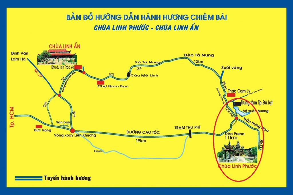 Bản đồ chùa Ve Chai Đà Lạt